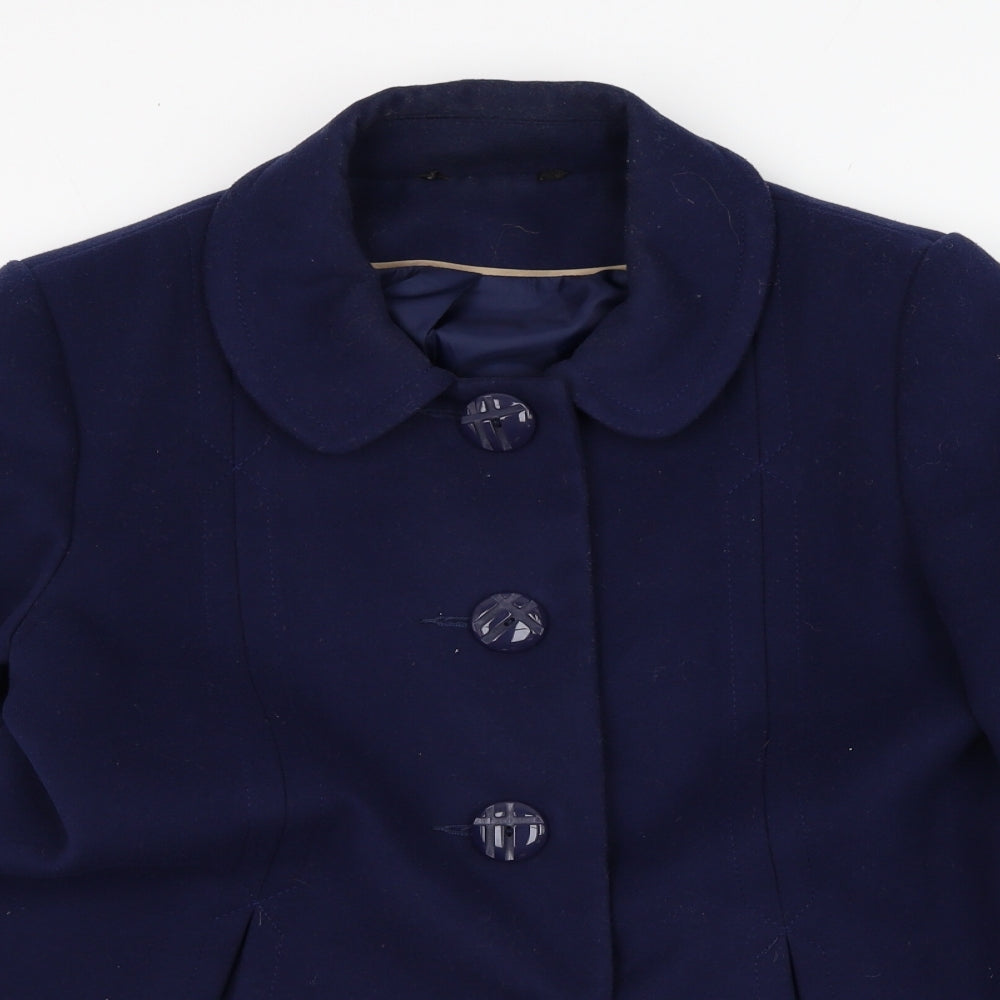 BM Womens Blue   Overcoat Coat Size 12  Button