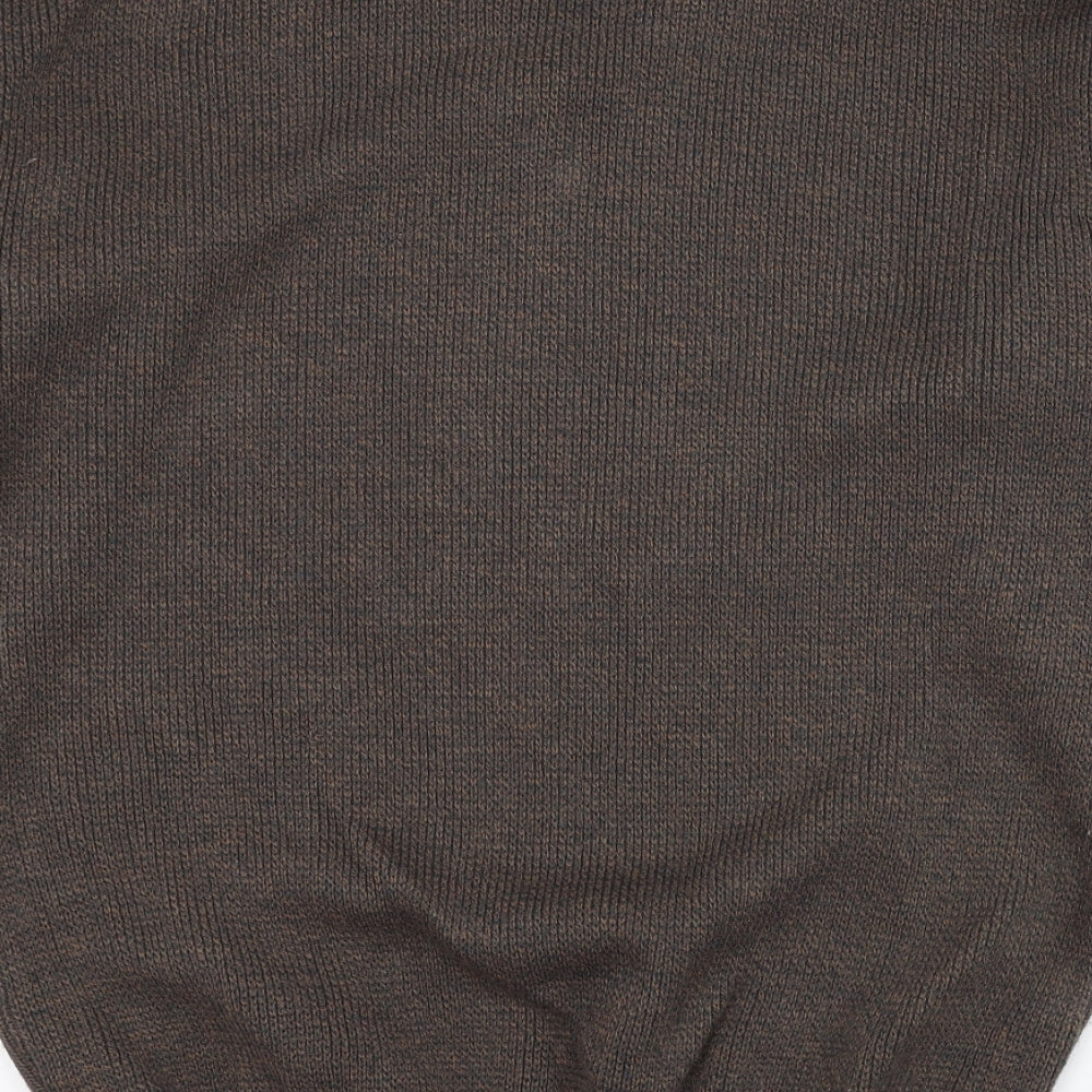 Premier  Mens Brown Round Neck  Acrylic Pullover Jumper Size S