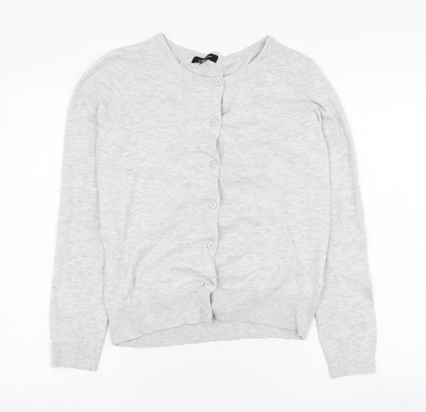 New Look Womens Grey Round Neck  Polyester Cardigan Jumper Size 12