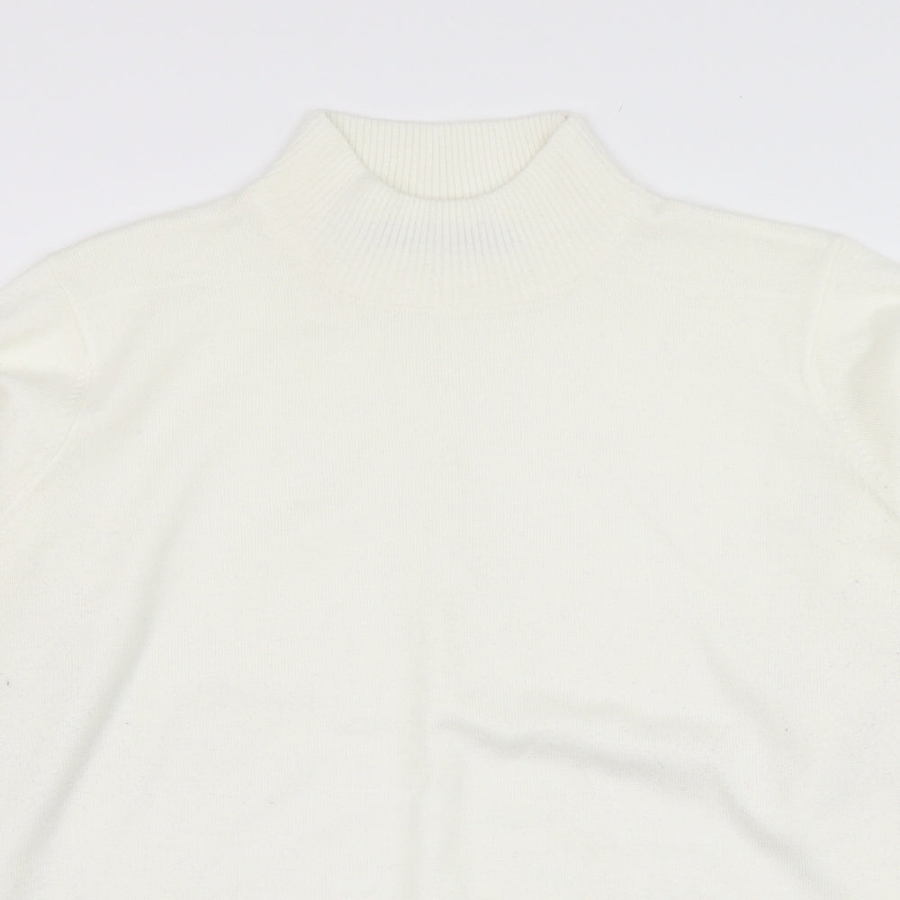 EWM Womens Ivory Mock Neck  Acrylic Pullover Jumper Size 10