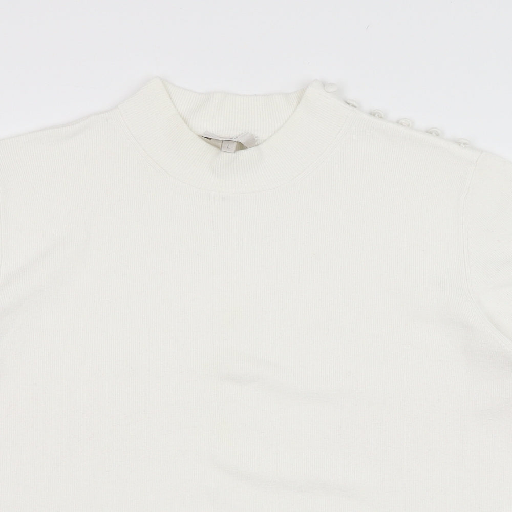 CC Womens Ivory  Viscose Pullover Sweatshirt Size L  Pullover