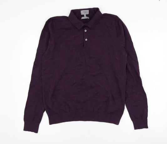 Marks and Spencer Mens Purple  Cotton Pullover Sweatshirt Size M