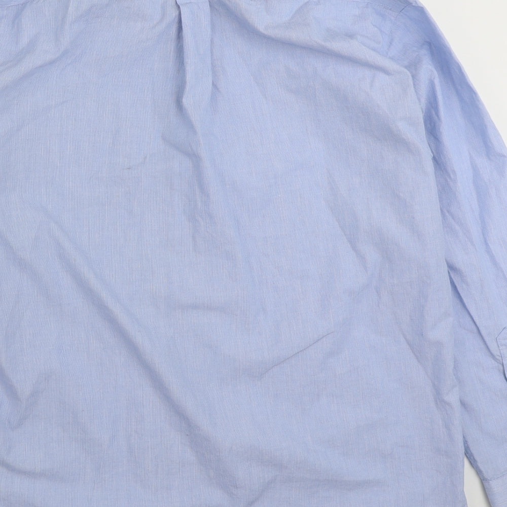Dunnes Stores Mens Blue  Cotton  Button-Up Size 15.5 Collared Button