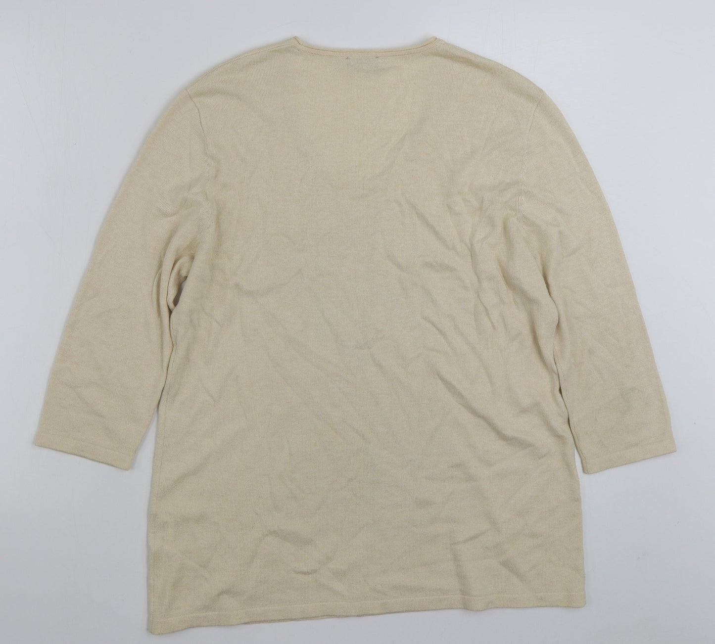 Gerry Weber Womens Beige Scoop Neck  Acrylic Pullover Jumper Size 16