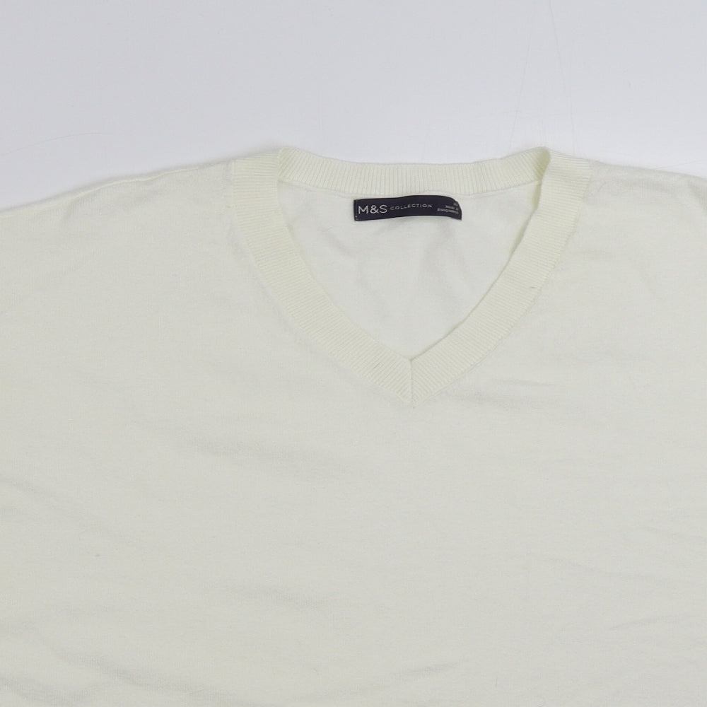 Marks and Spencer Womens Ivory V-Neck  Viscose Pullover Jumper Size 20