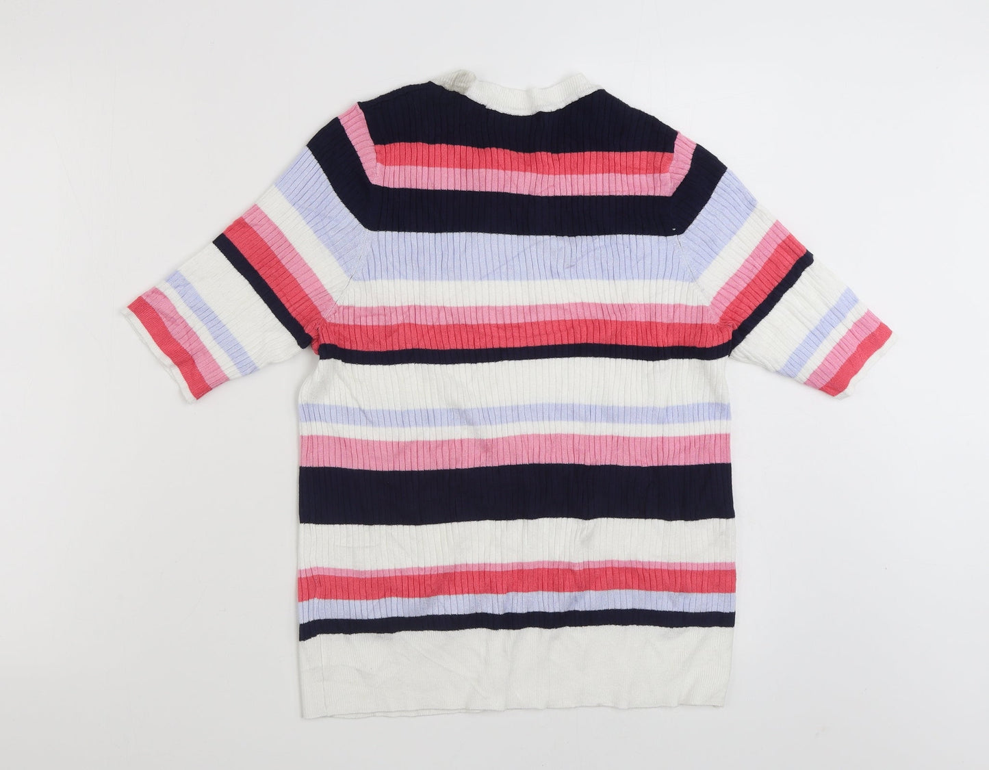 Marks and Spencer Womens Multicoloured Crew Neck Striped Viscose Pullover Jumper Size 20