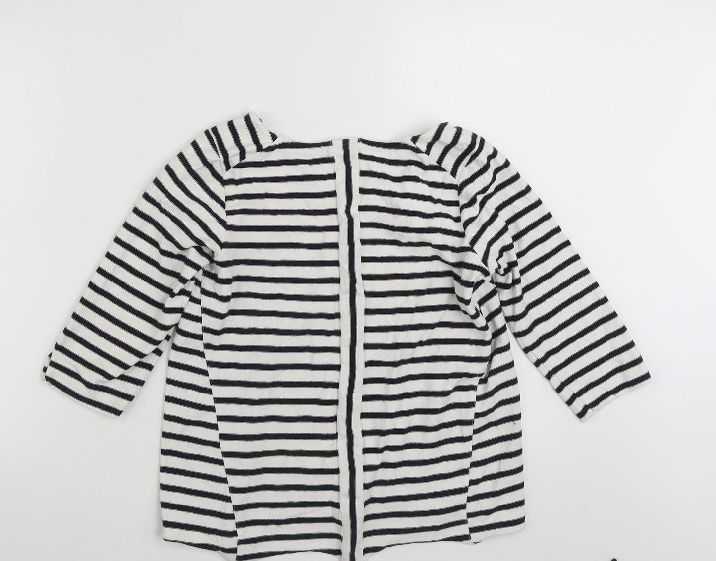 Pure Womens White Striped Polyester Pullover Sweatshirt Size 12  Pullover