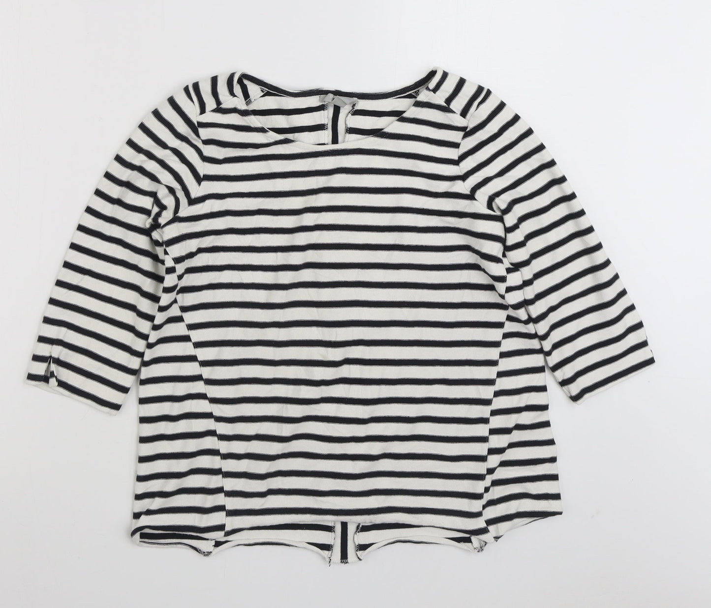 Pure Womens White Striped Polyester Pullover Sweatshirt Size 12  Pullover