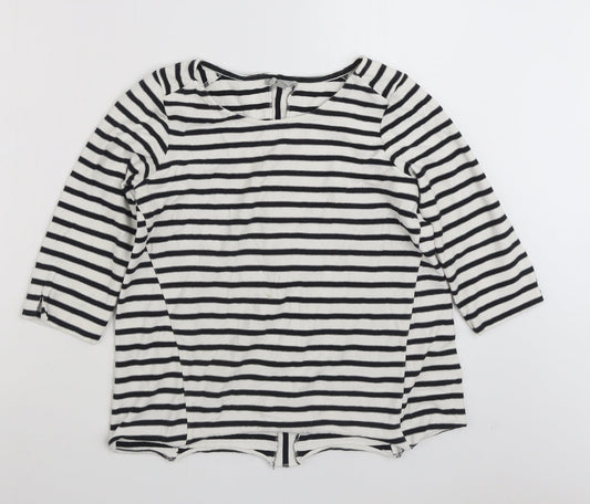 Pure Womens White Striped Polyester Pullover Sweatshirt Size 12  Pullover
