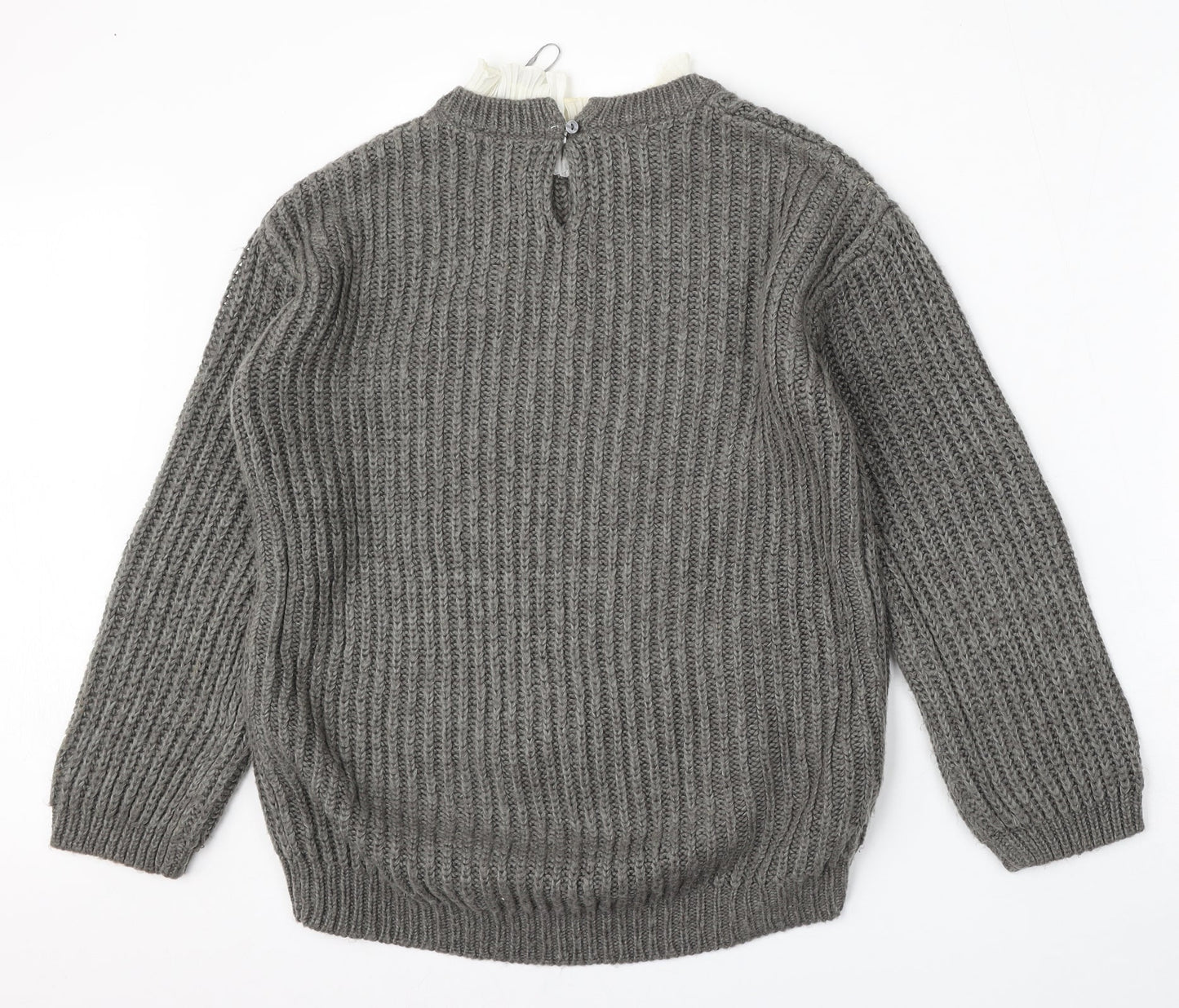 Matalan Womens Grey Round Neck  Acrylic Pullover Jumper Size S