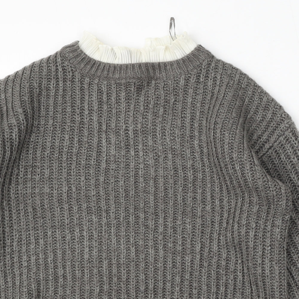 Matalan Womens Grey Round Neck  Acrylic Pullover Jumper Size S