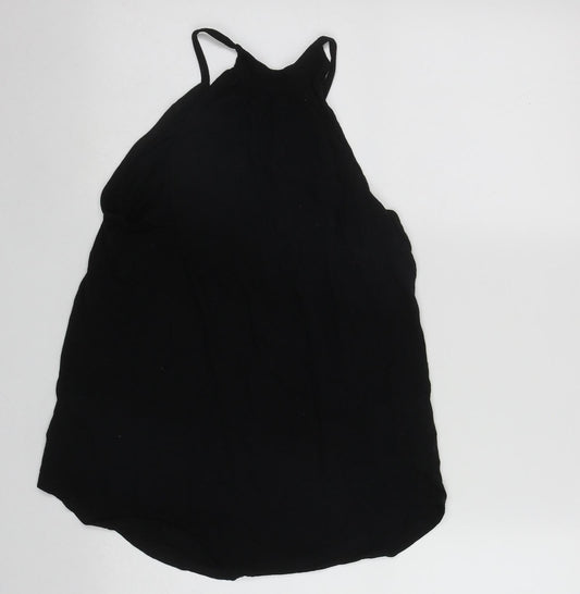 New Look Womens Black  Cotton Basic Tank Size 10 Roll Neck