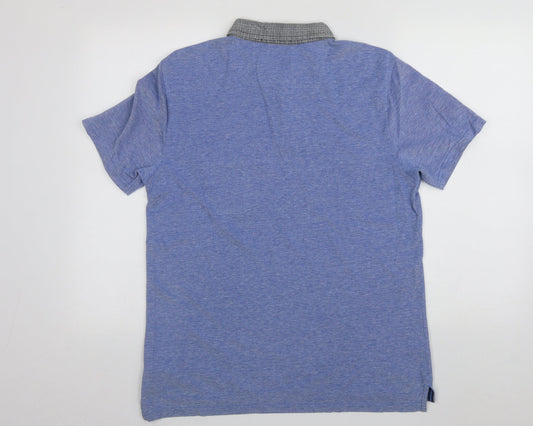 LE SHARK  Mens Blue  Cotton  Polo Size M Collared Button