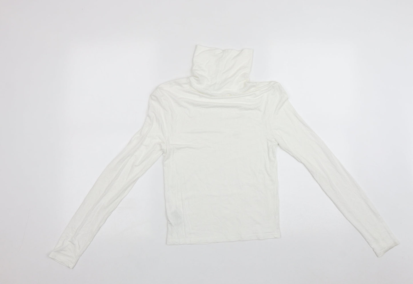 Divided Womens White Roll Neck  Viscose Pullover Jumper Size S
