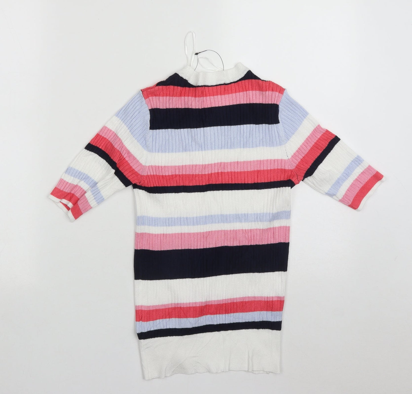 Marks and Spencer Womens Multicoloured Round Neck Striped Viscose Pullover Jumper Size 8