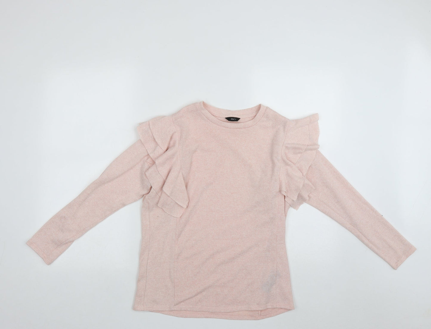 M&Co Womens Pink Round Neck  Polyester Pullover Jumper Size 8