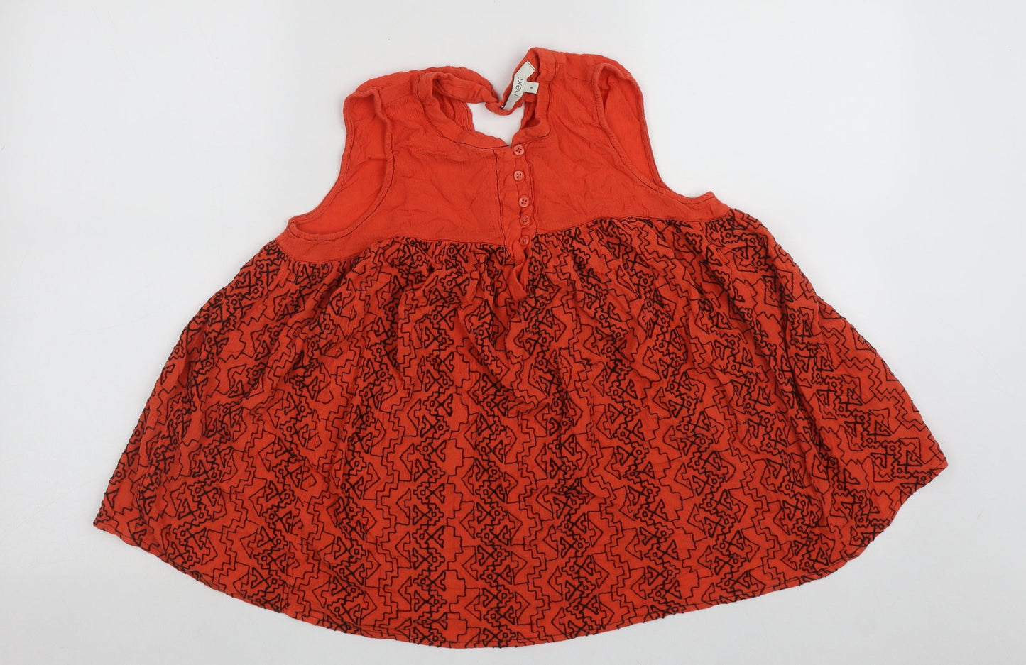 NEXT Womens Orange Geometric Viscose Basic Tank Size 8 Round Neck