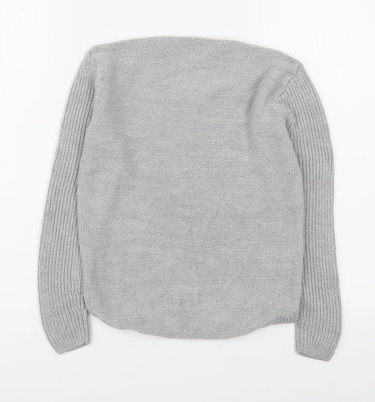 Pep&Co Girls Grey Round Neck  Acrylic Pullover Jumper Size 9-10 Years  Pullover