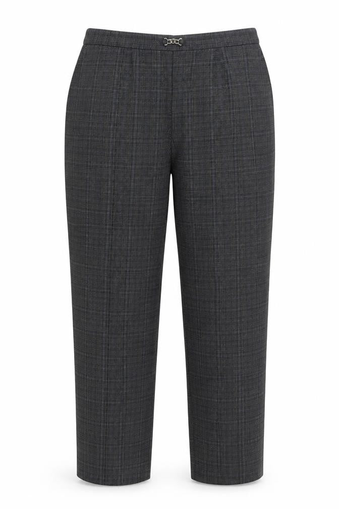 Bonmarché Womens Grey Plaid Polyester Trousers Size 18 L27 in Regular
