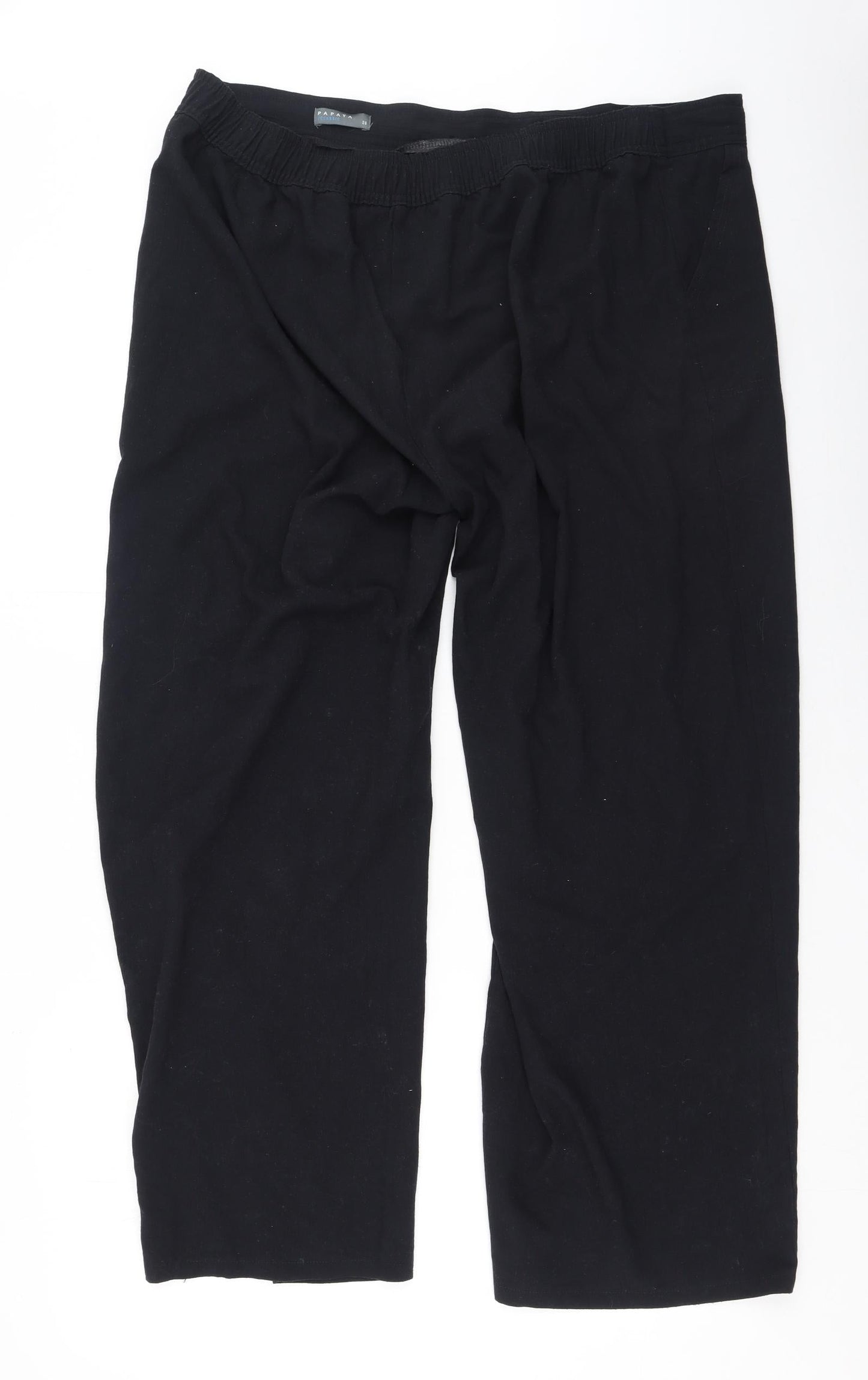 Papaya Womens Black  Polyester Trousers  Size 20 L29 in Regular