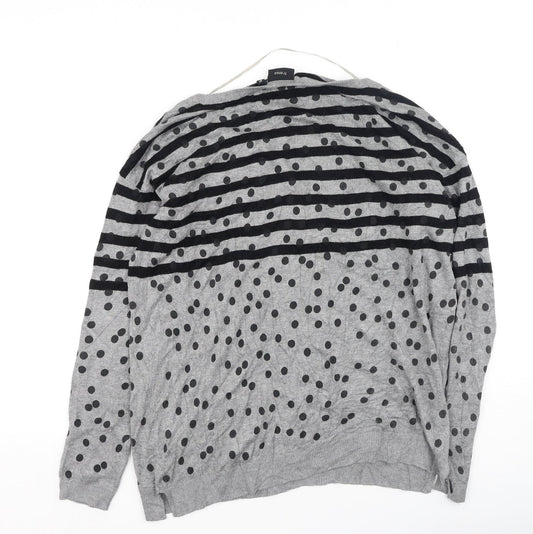 Fransa Womens Grey Striped Viscose Pullover Sweatshirt Size M