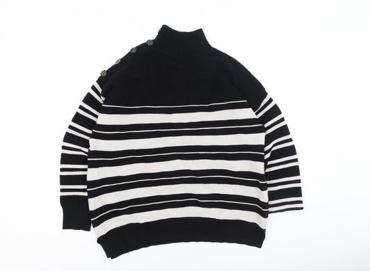 M&Co Womens Black Striped Viscose Pullover Sweatshirt Size 14