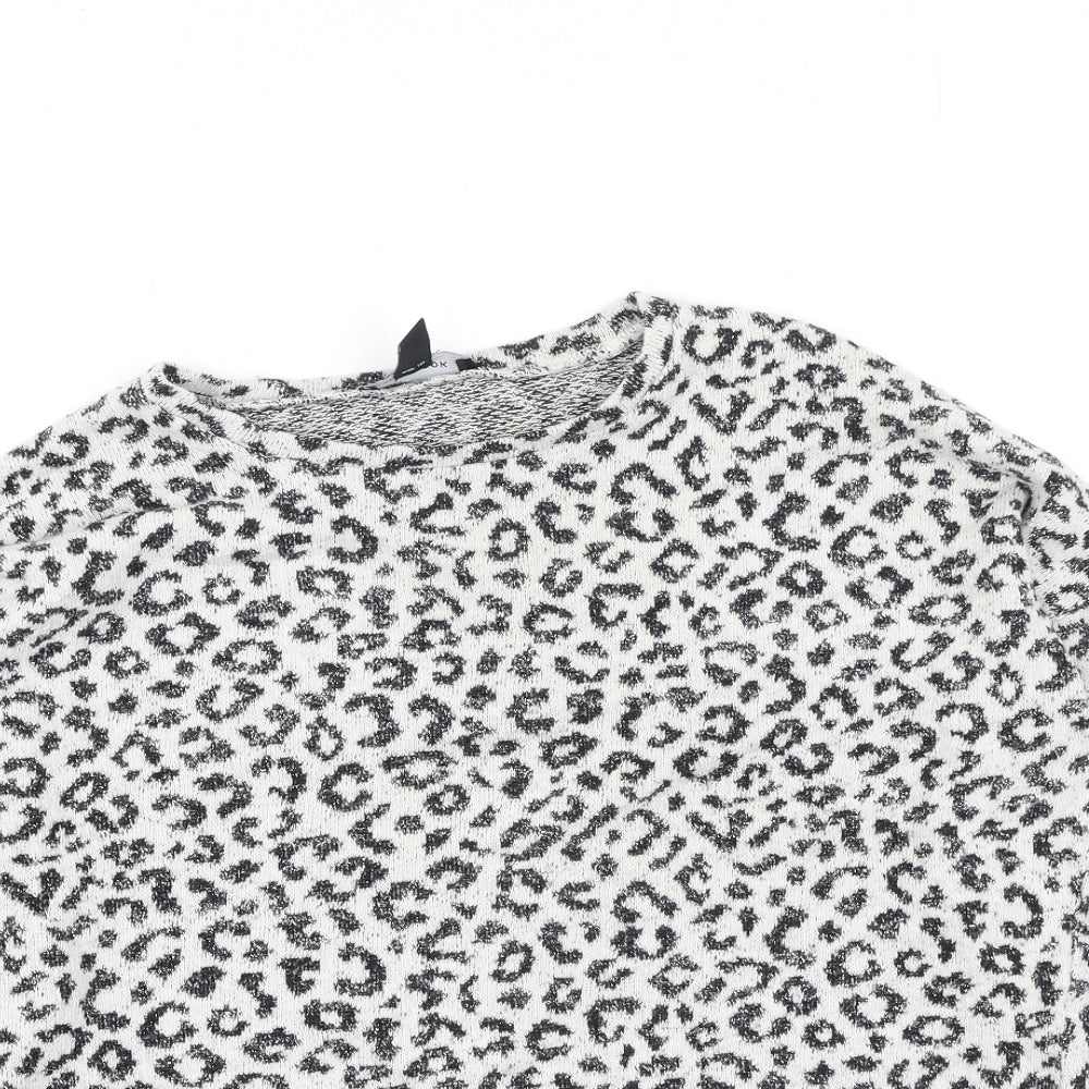 New Look Womens Beige Animal Print Polyester Pullover Sweatshirt Size M