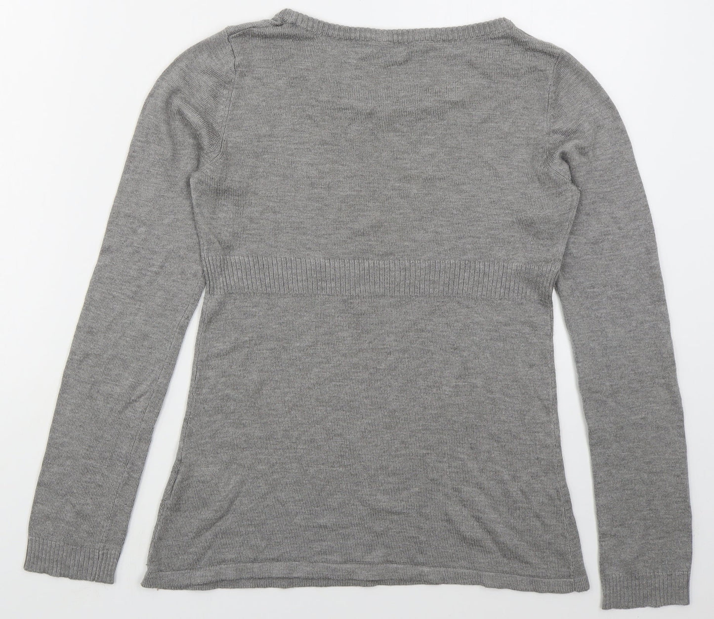H&M Womens Grey Boat Neck  Acrylic Pullover Jumper Size S