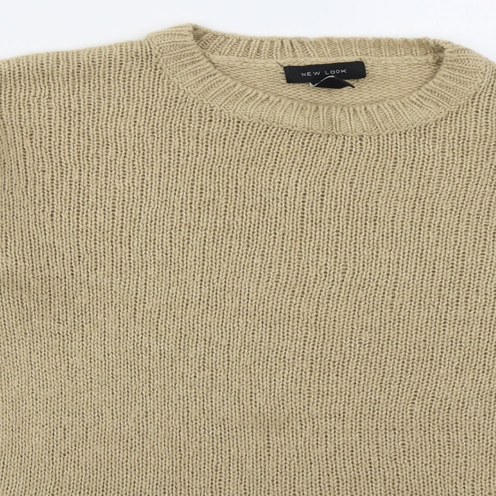 New Look Womens Beige Crew Neck  Acrylic Pullover Jumper Size S