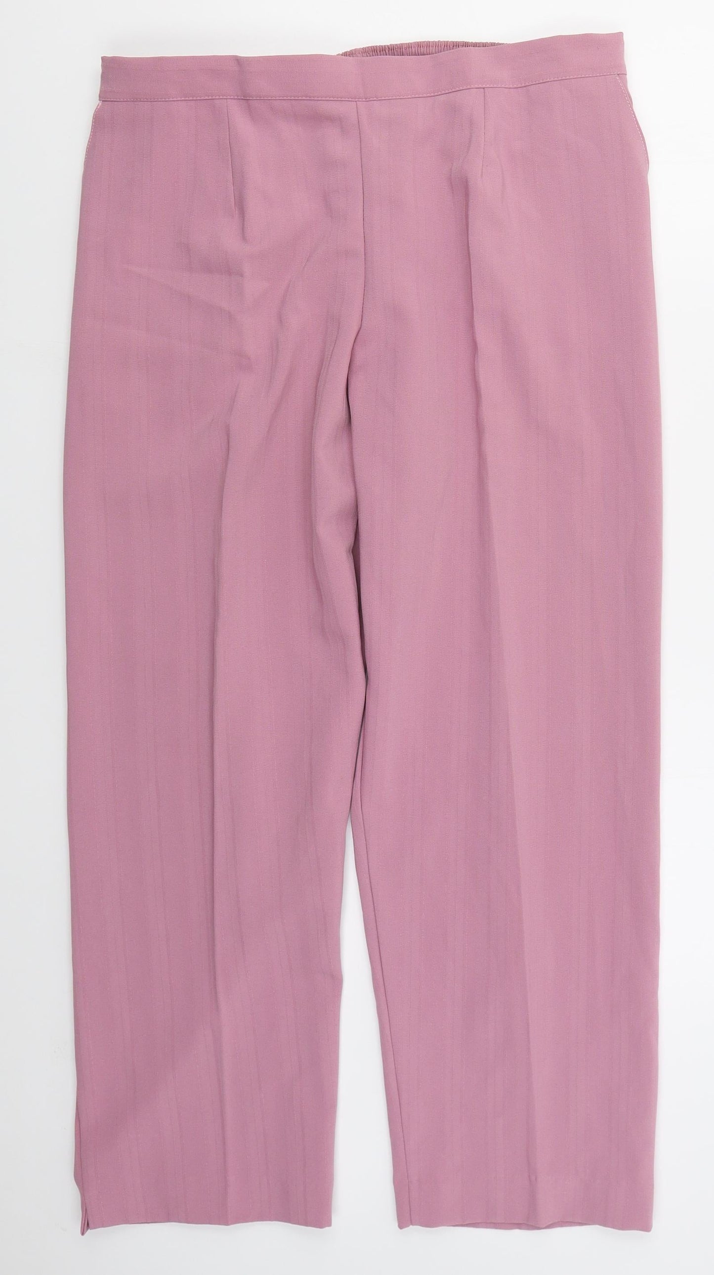 Preworn Womens Pink Striped Polyester Trousers  Size 8 L28 in Regular
