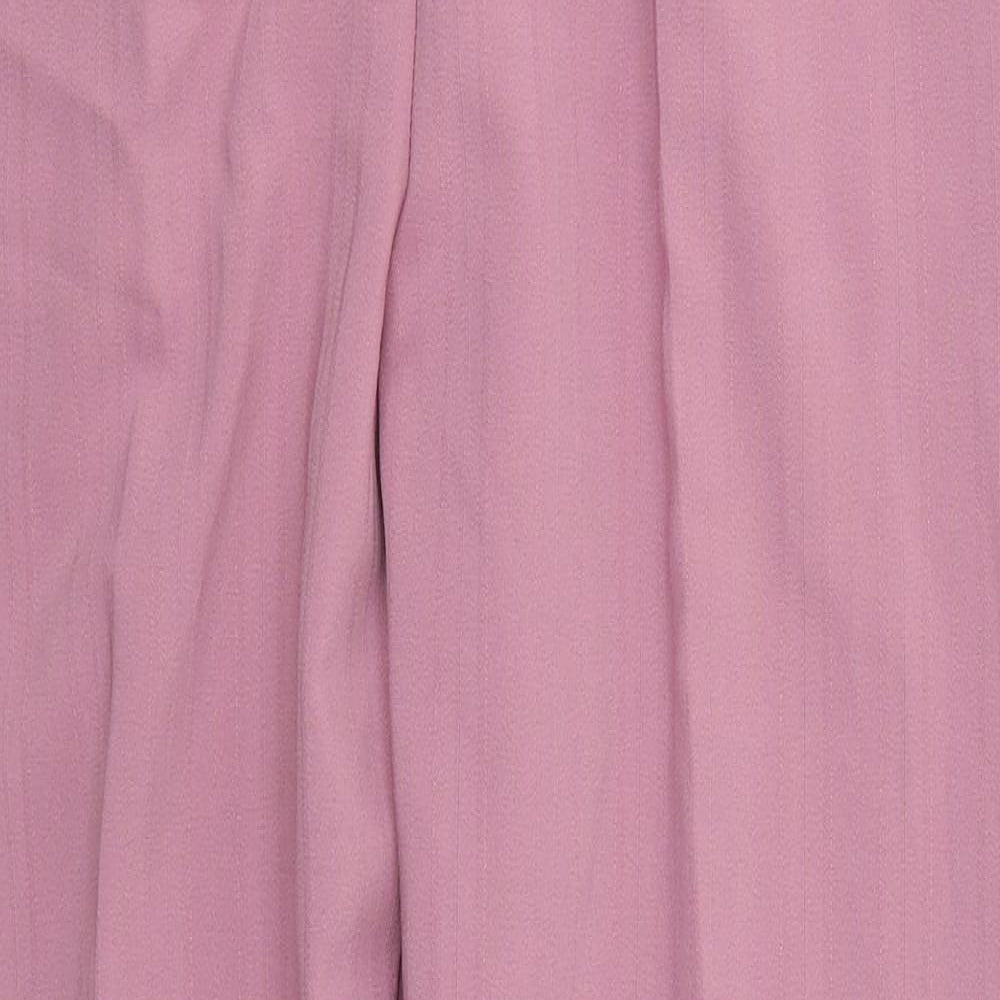 Preworn Womens Pink Striped Polyester Trousers  Size 8 L28 in Regular