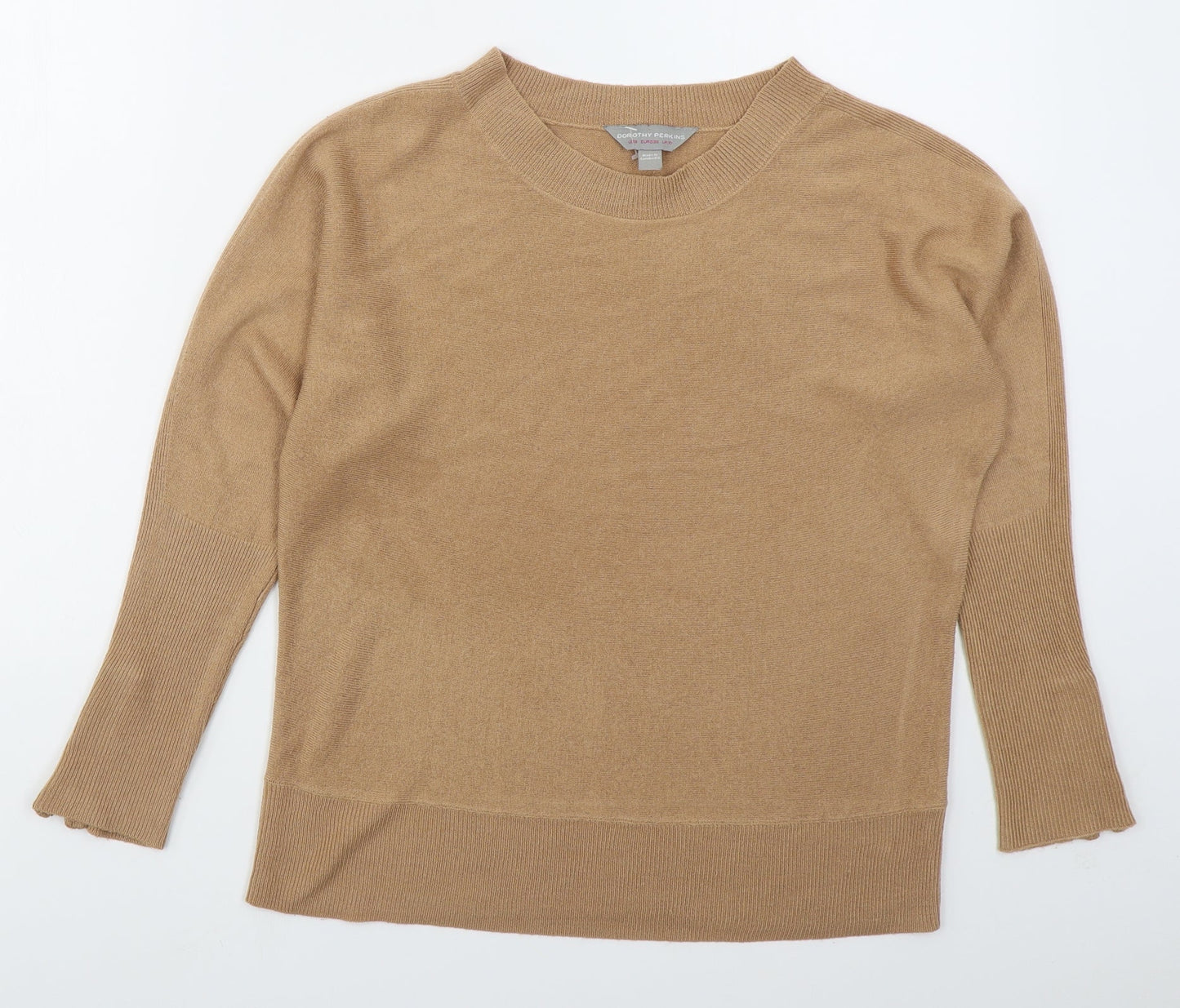 Dorothy Perkins Womens Beige Crew Neck  Acrylic Pullover Jumper Size 10