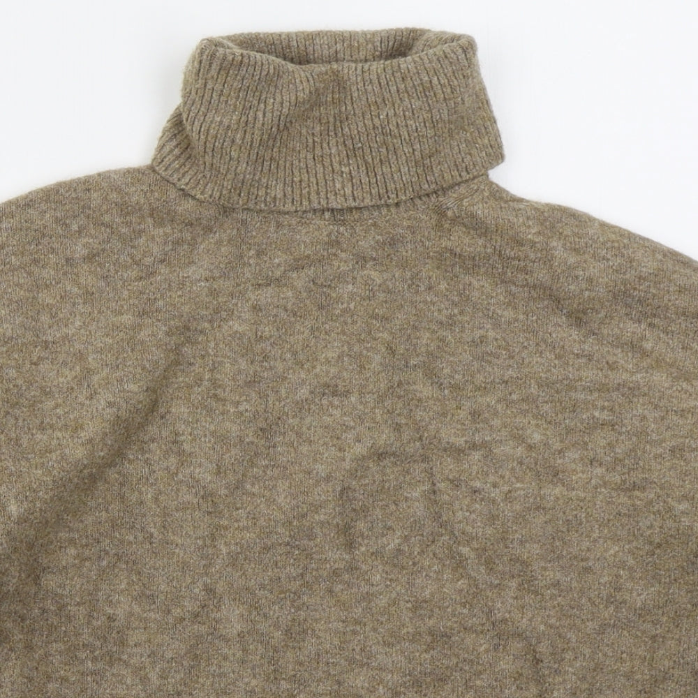 H&M Womens Beige Roll Neck  Acrylic Pullover Jumper Size S