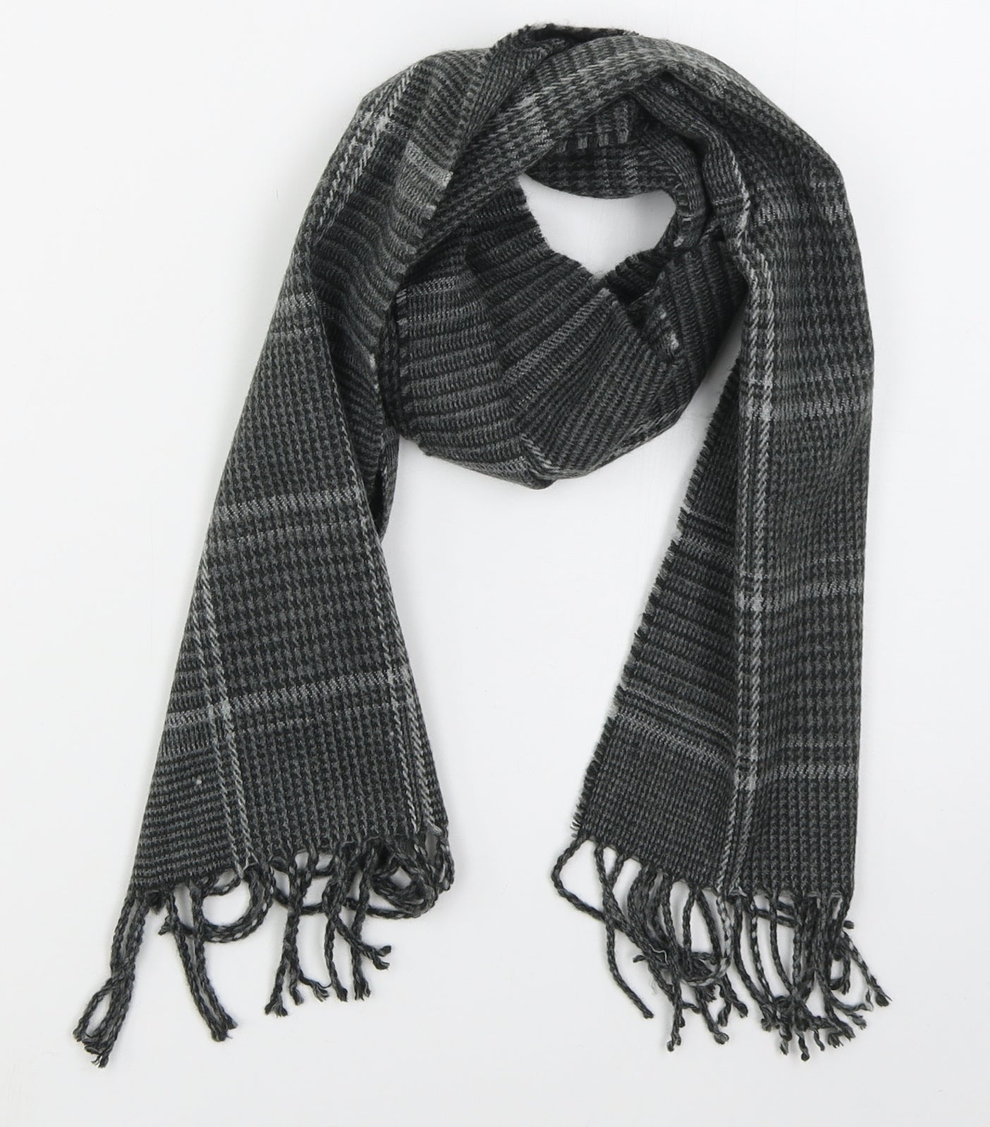 Avenue Womens Grey Check Acrylic  Scarf
