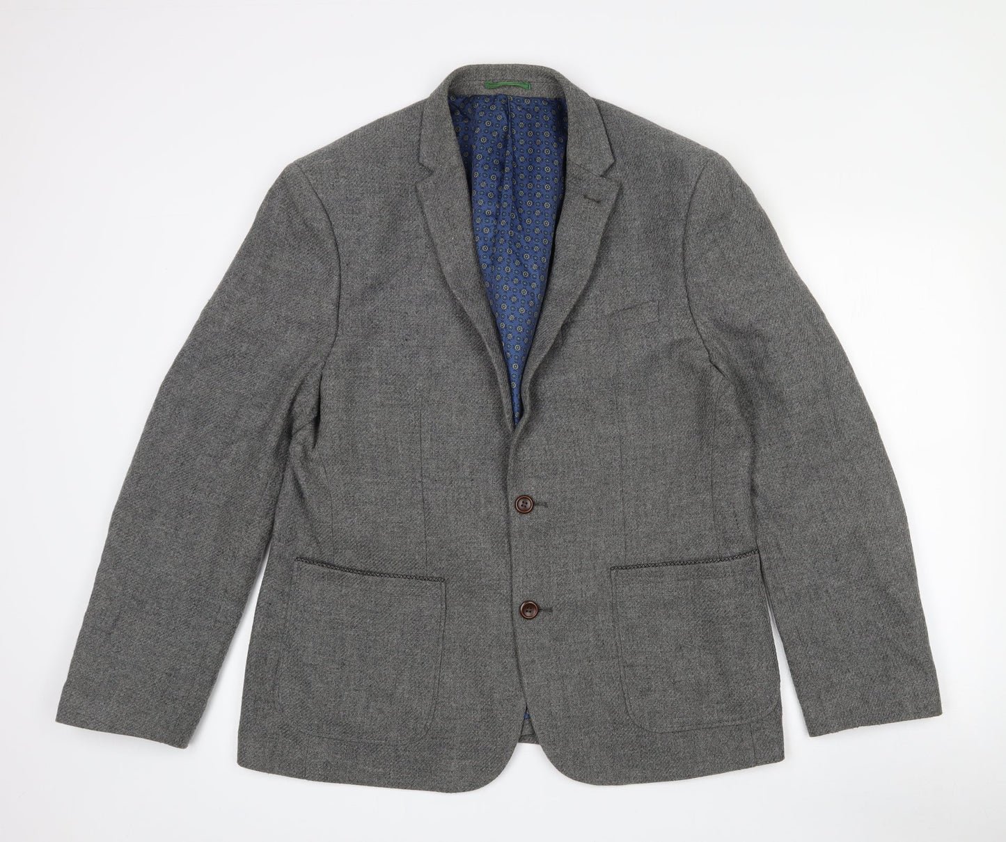 Easy Mens Grey  Acrylic Jacket Blazer Size L