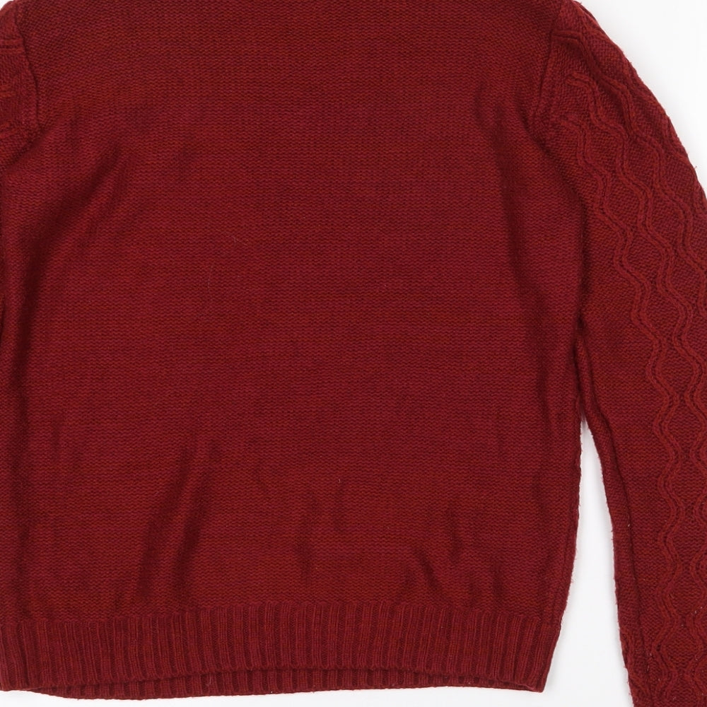 Papaya Womens Red Mock Neck  Acrylic Pullover Jumper Size S