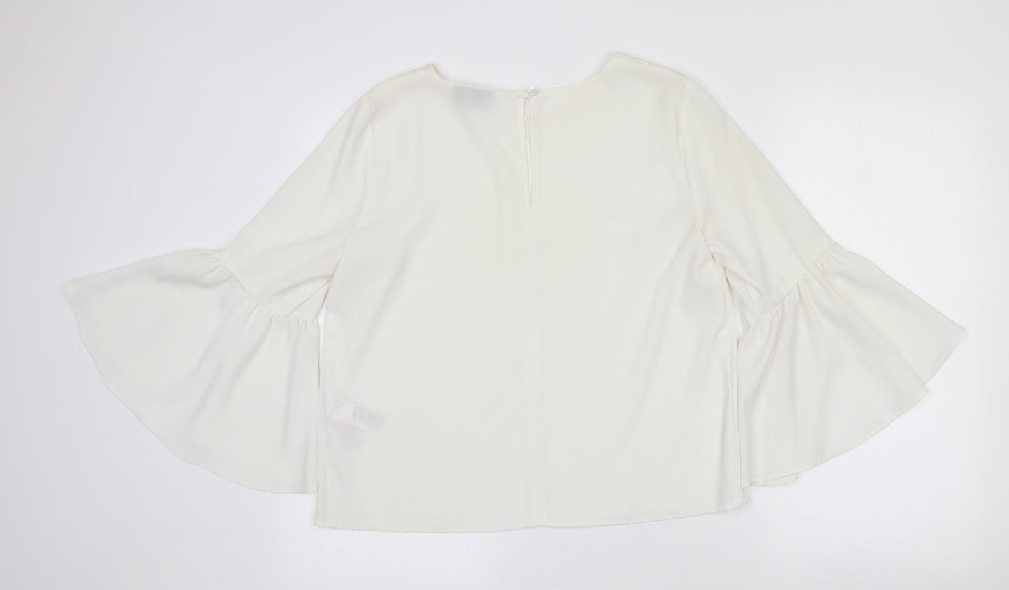 Topshop Womens White  Polyester Kimono Blouse Size 10 Round Neck