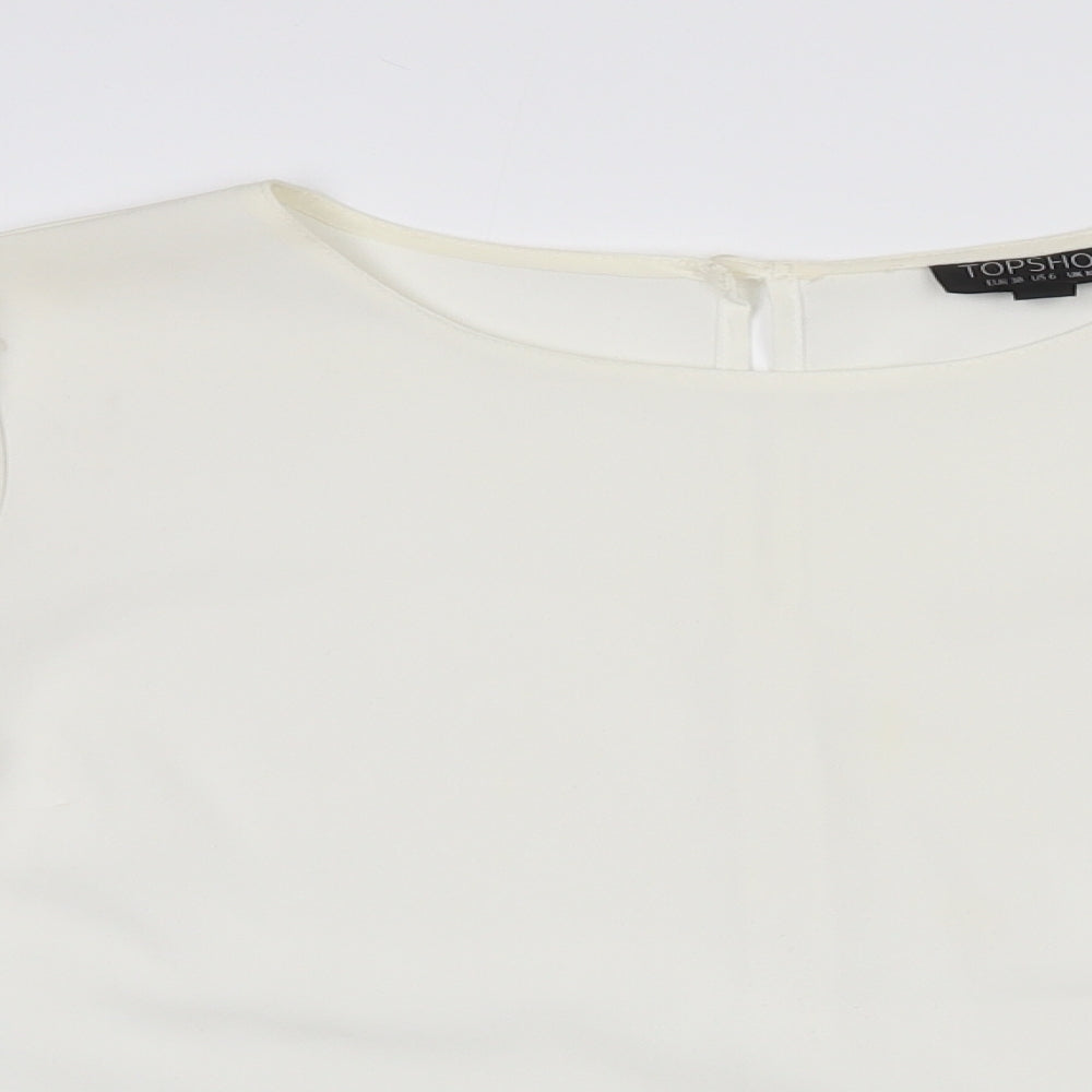 Topshop Womens White  Polyester Kimono Blouse Size 10 Round Neck