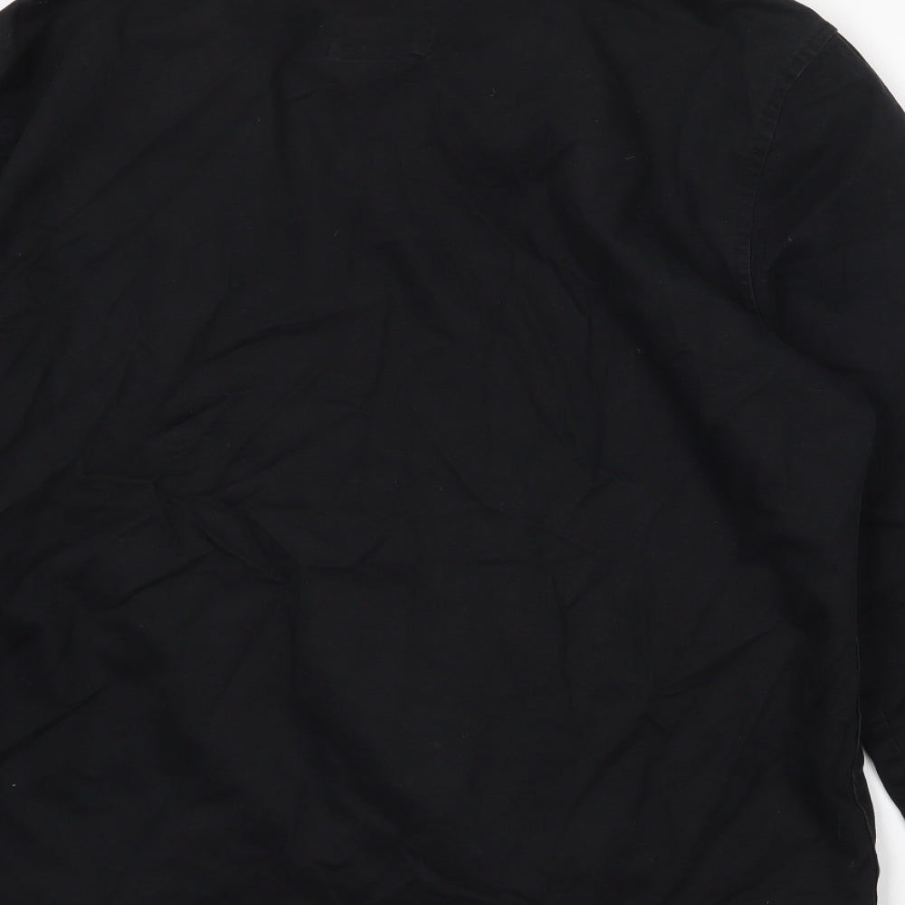 New Look Mens Black  Cotton  Button-Up Size L Collared Button