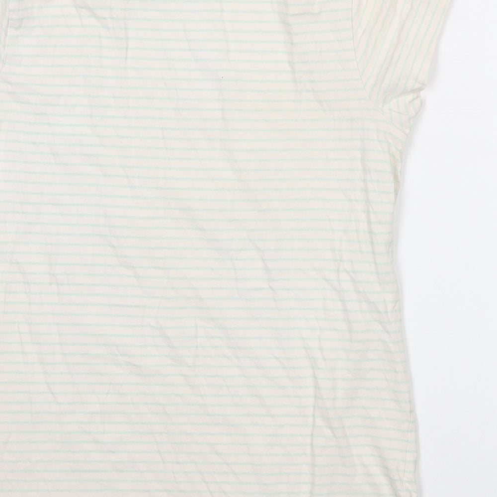 Primark Girls Ivory Striped Cotton Basic T-Shirt Size 11-12 Years Crew Neck  - Unicorn print