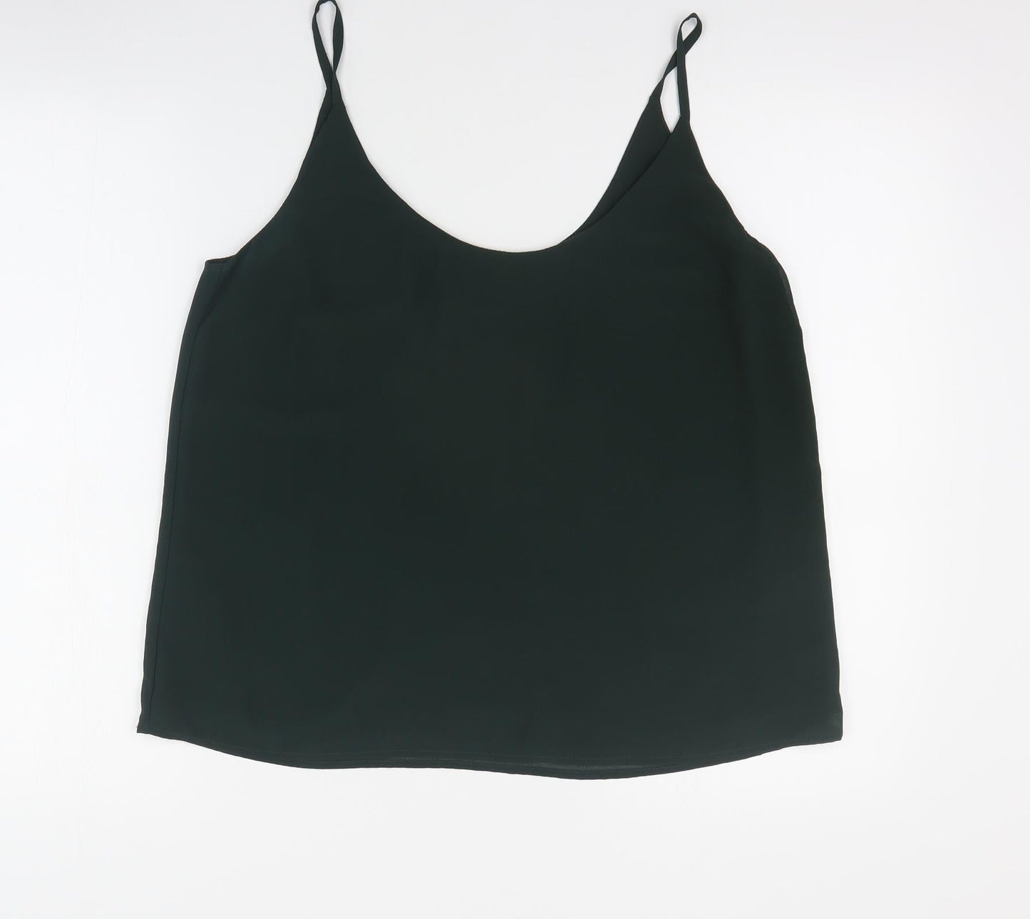 New Look Womens Green  Polyester Camisole T-Shirt Size 14 Round Neck
