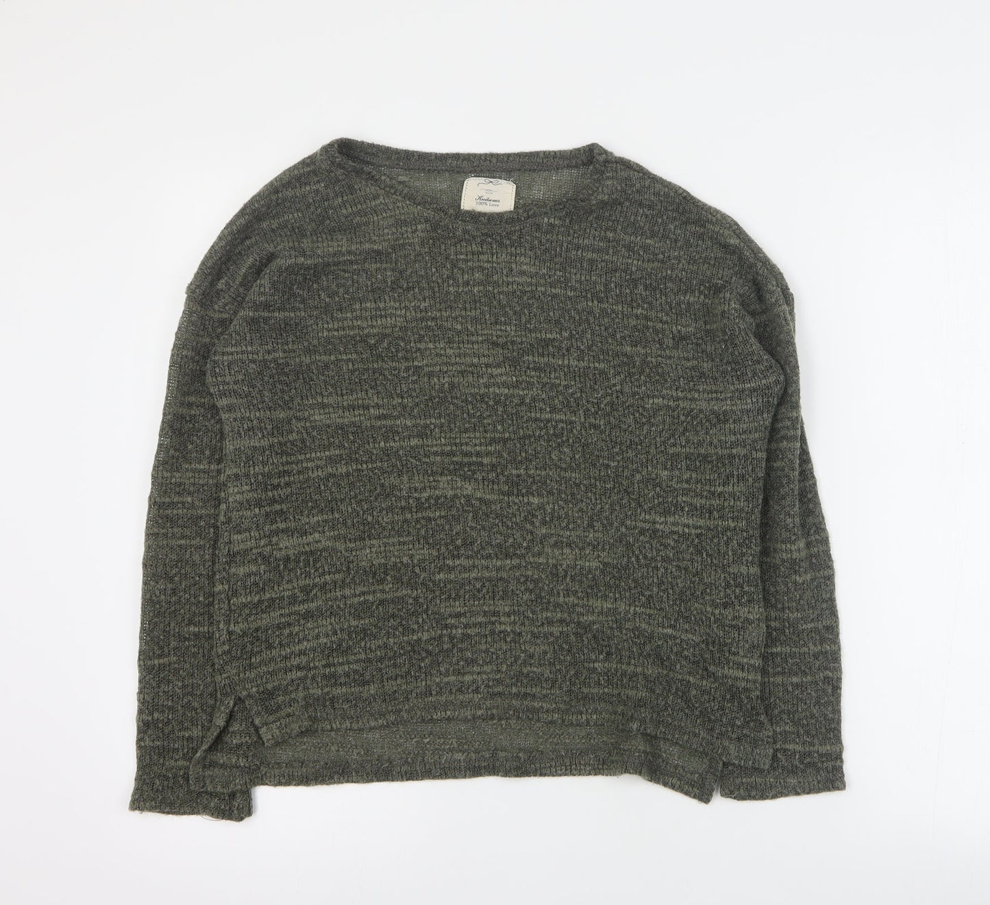 New Look Womens Green Round Neck  Acrylic Pullover Jumper Size 14