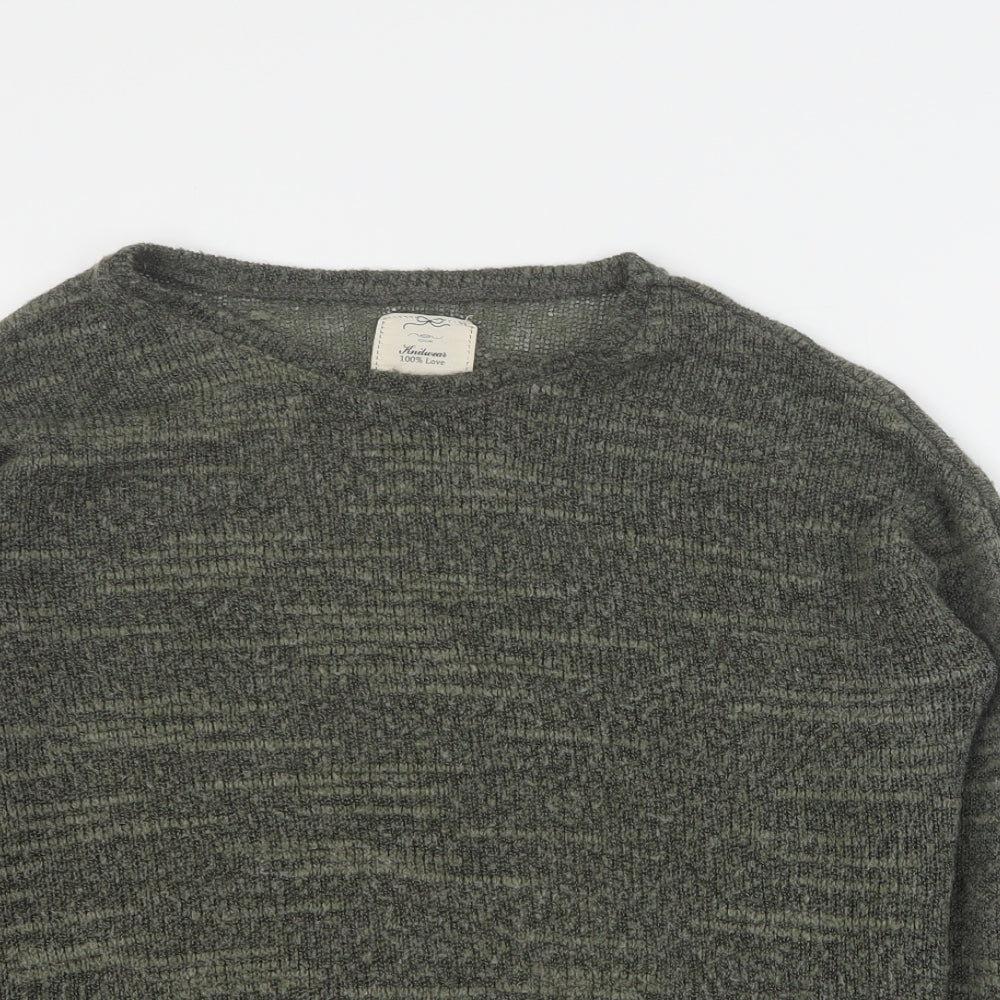 New Look Womens Green Round Neck  Acrylic Pullover Jumper Size 14