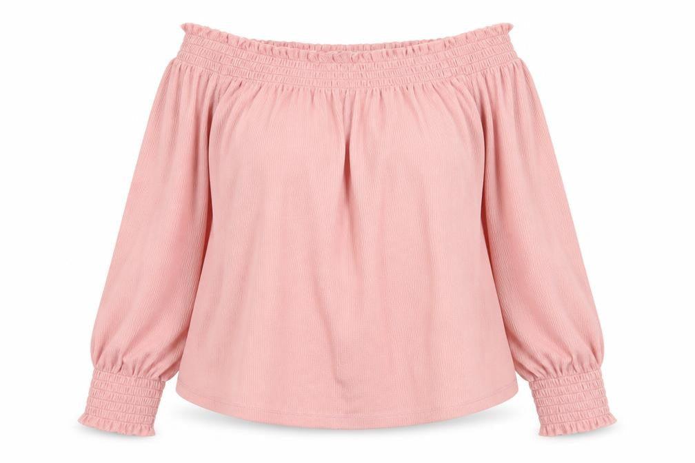 H&M Womens Pink  Polyester Basic Blouse Size M Off the Shoulder