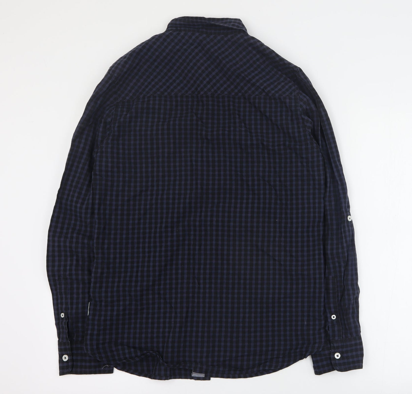 Lee Cooper Mens Blue Plaid Cotton  Button-Up Size S Collared Button