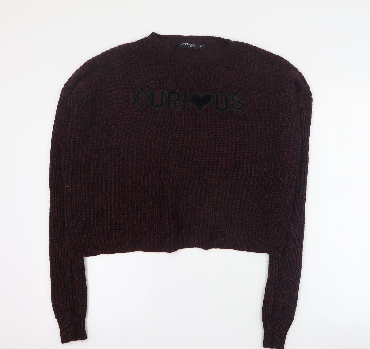 FB Sister Womens Red Round Neck  Acrylic Pullover Jumper Size XS   - 'Curious'