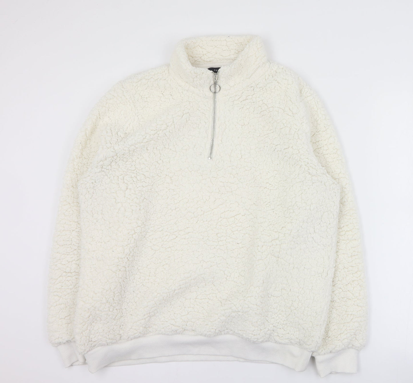 Peacocks Womens White  100% Polyester Pullover Sweatshirt Size 14  Zip