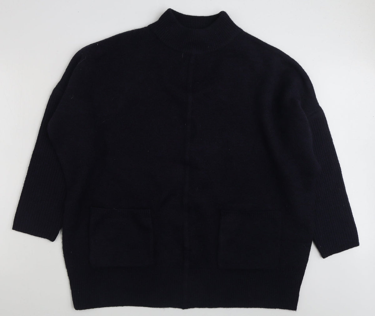 Marks and Spencer Womens Blue High Neck  Acrylic Pullover Jumper Size XL