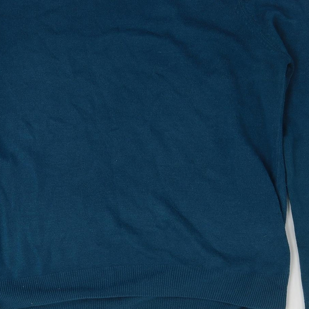 Marks and Spencer Womens Blue Crew Neck  Acrylic Pullover Jumper Size 12