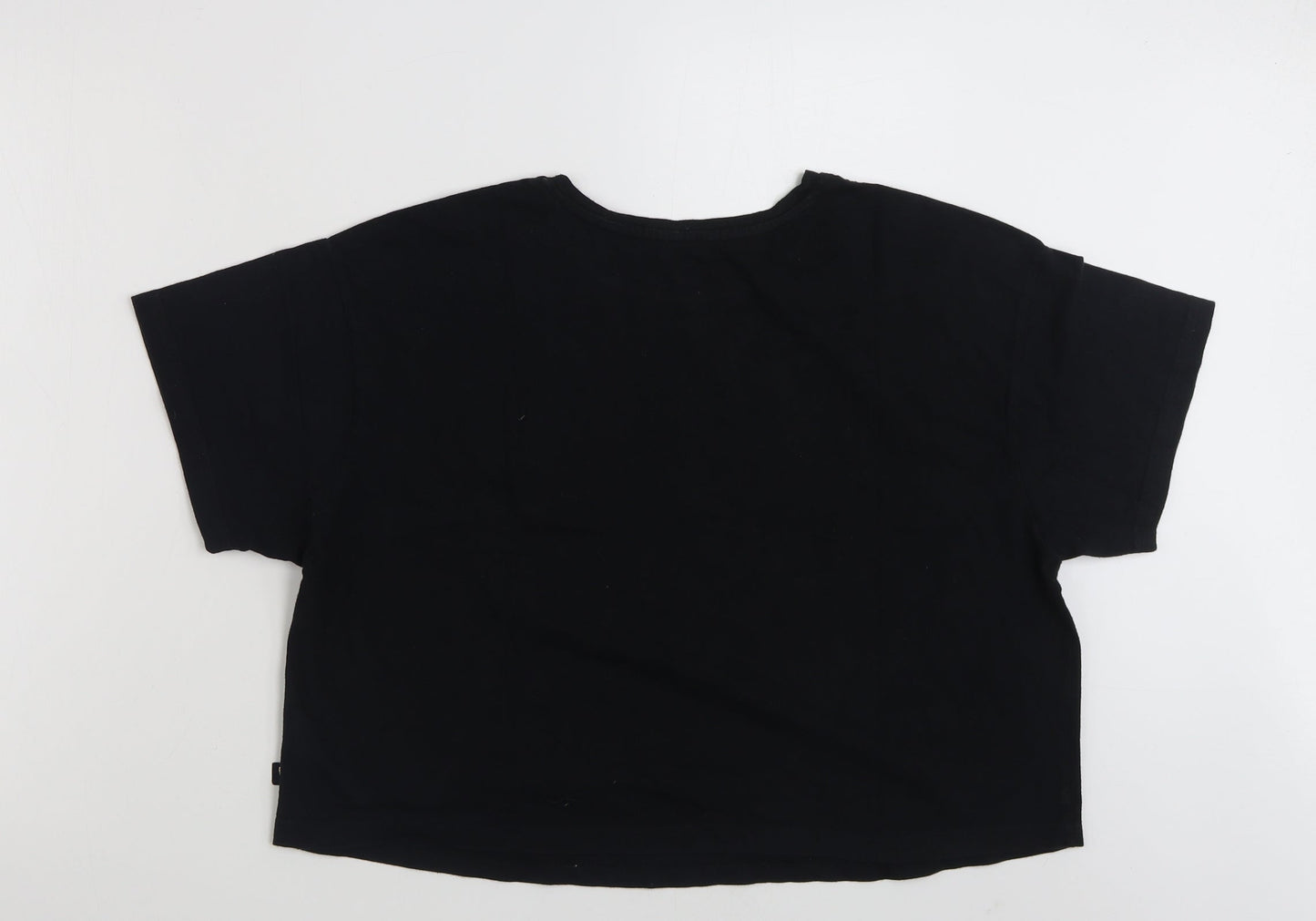 New Look Womens Black  100% Cotton Cropped T-Shirt Size L Crew Neck - Love xoxo